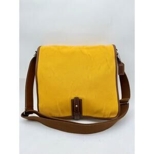 COACH Yellow Canvas and Brown Leather Crossbody Messenger Bag Vintage